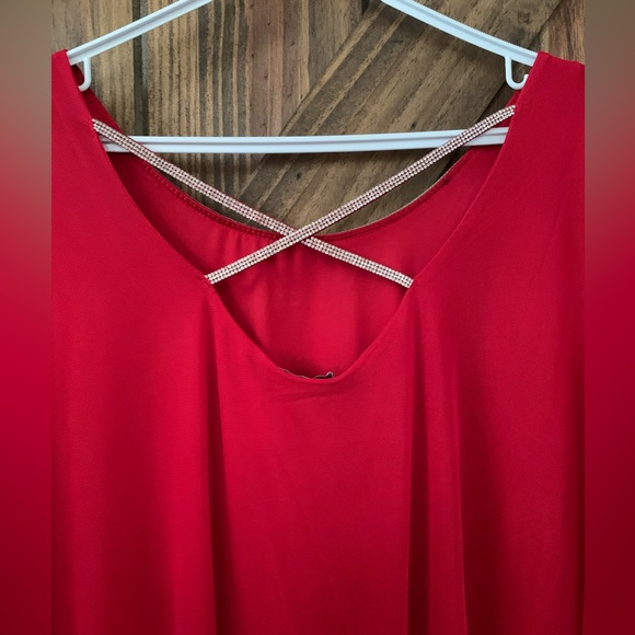 Elegant Red Top with Rhinestones - Picture 5 of 6